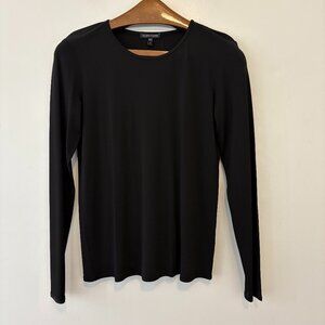 Eileen Fisher Black Long Sleeve Silk Top Size Small